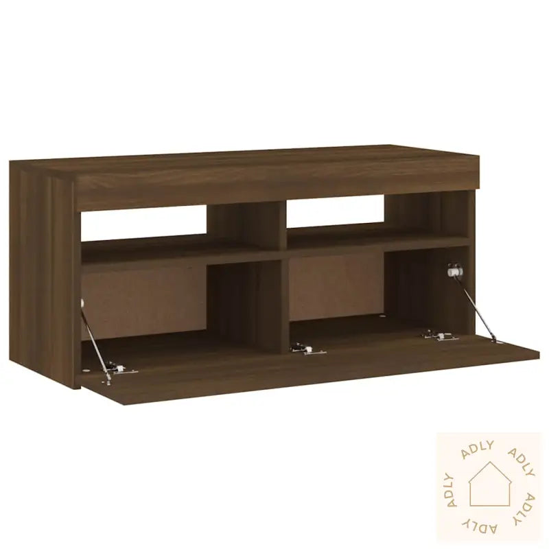 Tv-Benk Med Led-Lys Brun Eik 90X35X40 Cm
