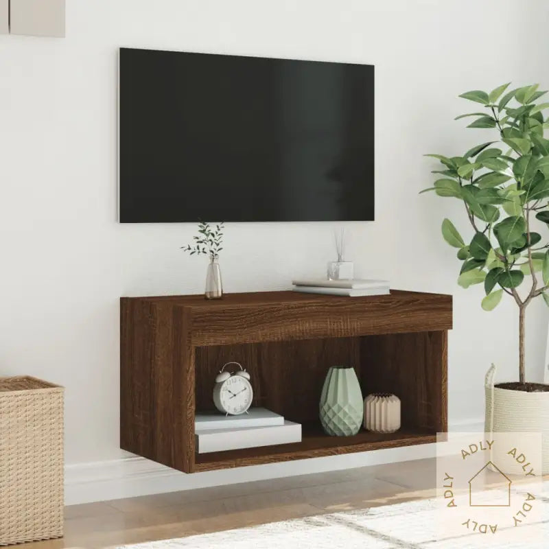 Tv-Benk Med Led Brun Eik 60X30X30 Cm