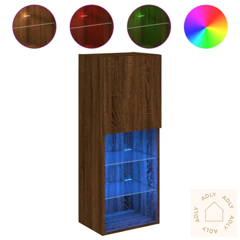 Tv-Benk Med Led-Lys Brun Eik 40,5X30X102 Cm