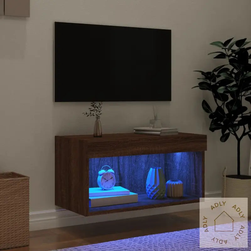 Tv-Benk Med Led Brun Eik 60X30X30 Cm