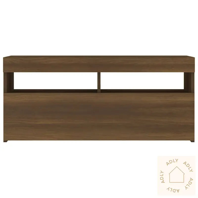 Tv-Benk Med Led-Lys Brun Eik 90X35X40 Cm