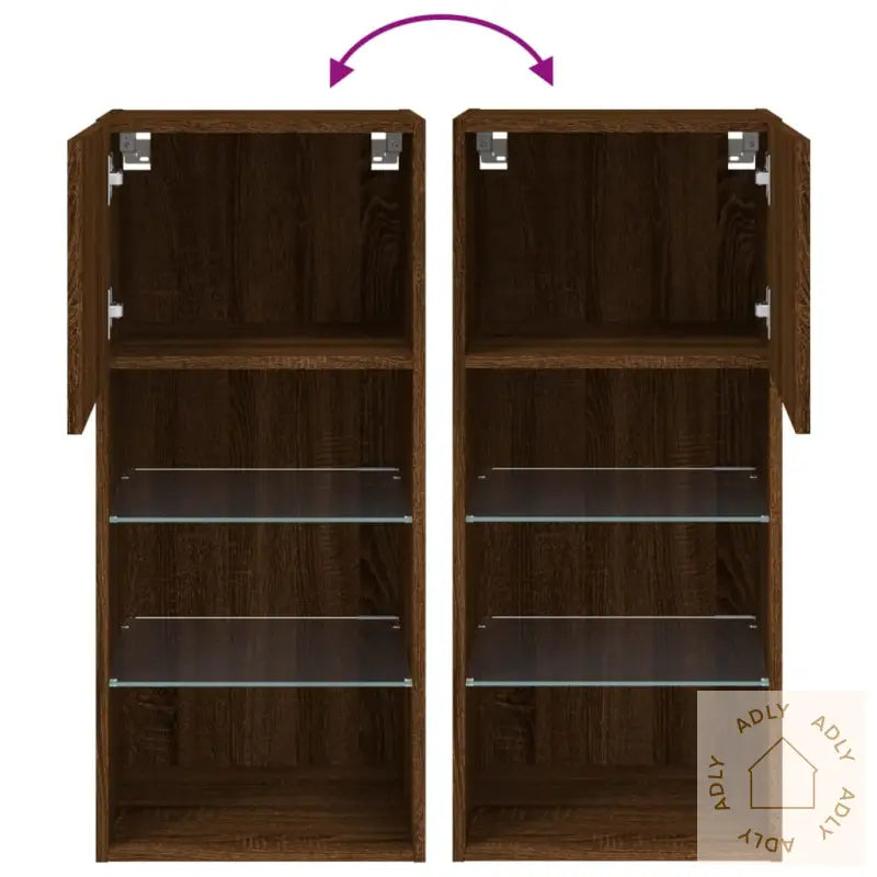 Tv-Benk Med Led-Lys Brun Eik 40,5X30X90 Cm