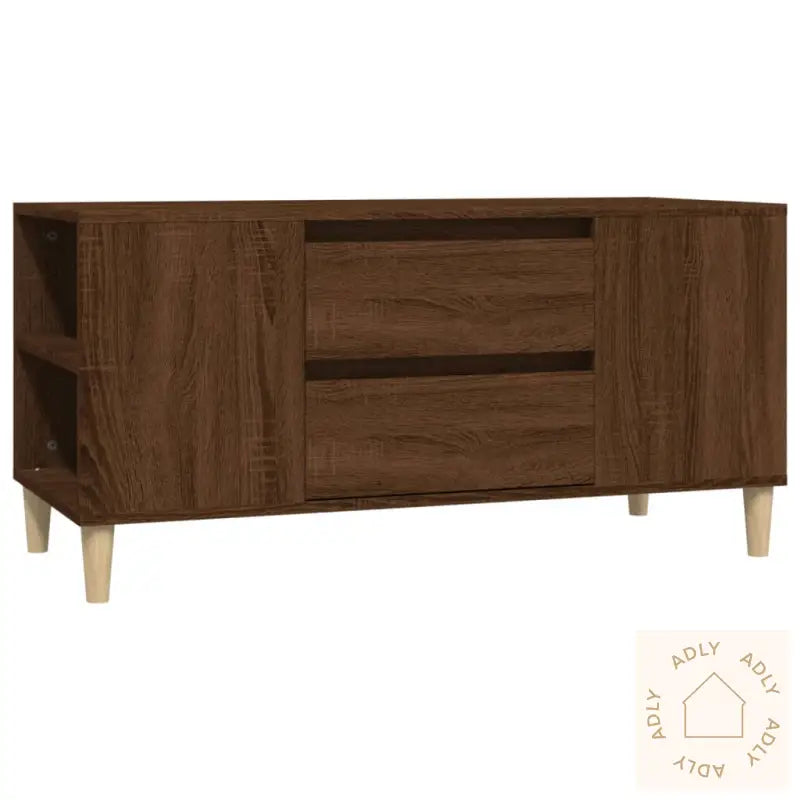 Tv-Benk Brun Eik 102X44,5X50 Cm Konstruert Tre