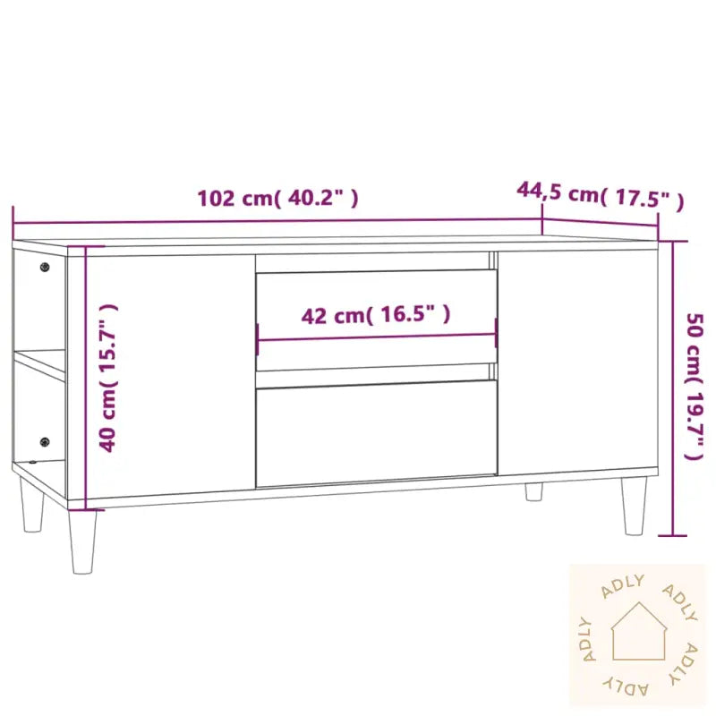 Tv-Benk Brun Eik 102X44,5X50 Cm Konstruert Tre