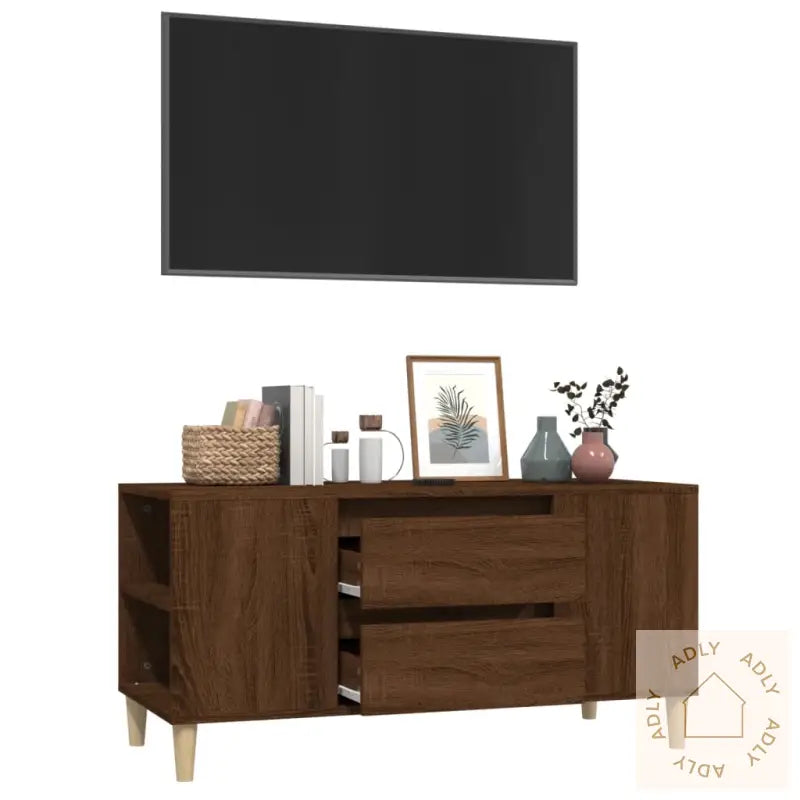Tv-Benk Brun Eik 102X44,5X50 Cm Konstruert Tre