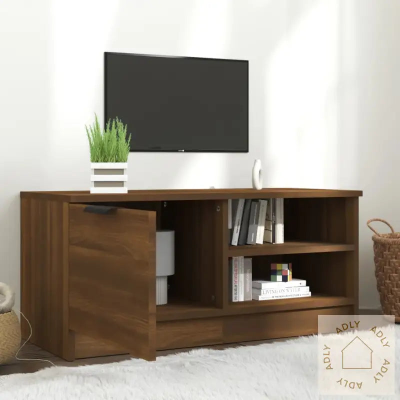 Tv-Benk Brun Eik 80X35X36,5 Cm Konstruert Tre