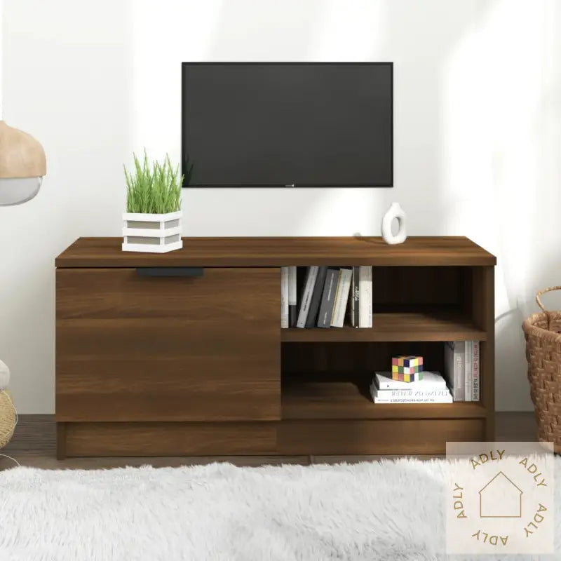 Tv-Benk Brun Eik 80X35X36,5 Cm Konstruert Tre