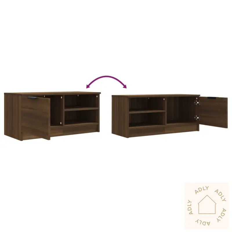Tv-Benk Brun Eik 80X35X36,5 Cm Konstruert Tre
