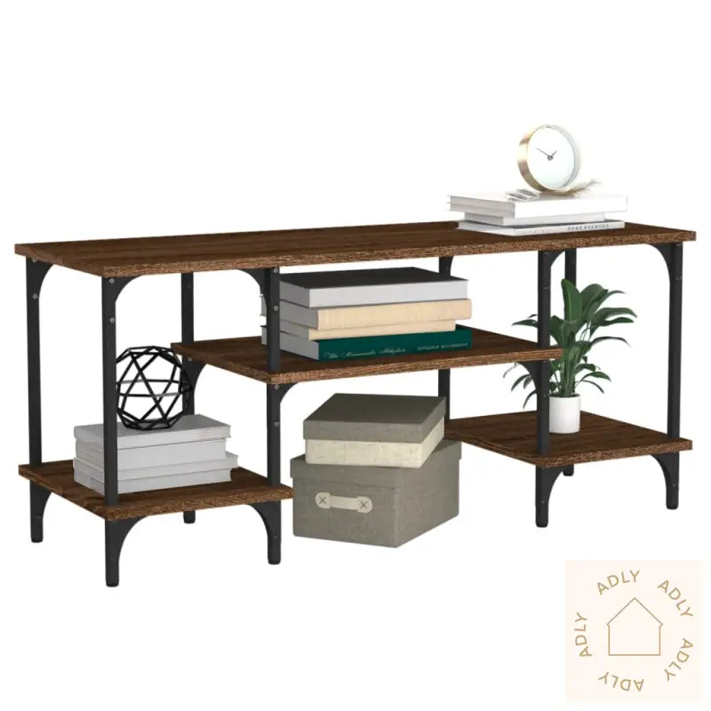 Tv-Benk Brun Eik 102X35X45,5 Cm Konstruert Tre