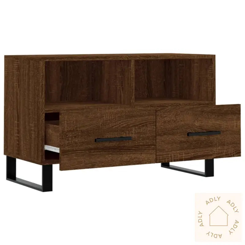 Tv-Benk Brun Eik 80X36X50 Cm Konstruert Tre