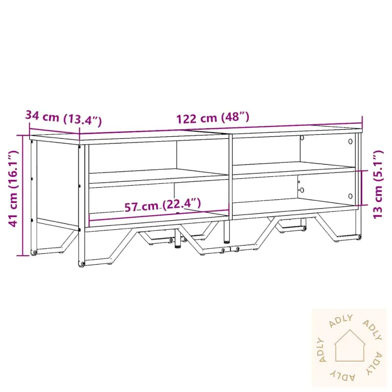 Tv-Benk Brun Eik 122X34X41 Cm Konstruert Tre