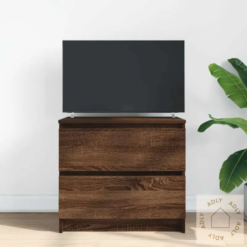 Tv-Benk Brun Eik 60X35X54 Cm Konstruert Tre