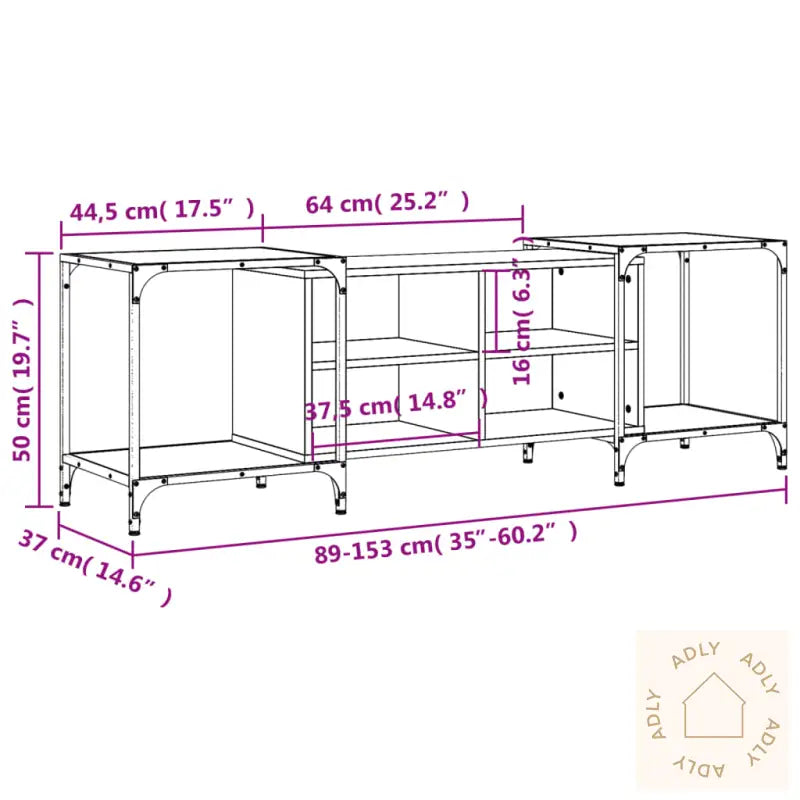 Tv-Benk Brun Eik 153X37X50 Cm Konstruert Tre