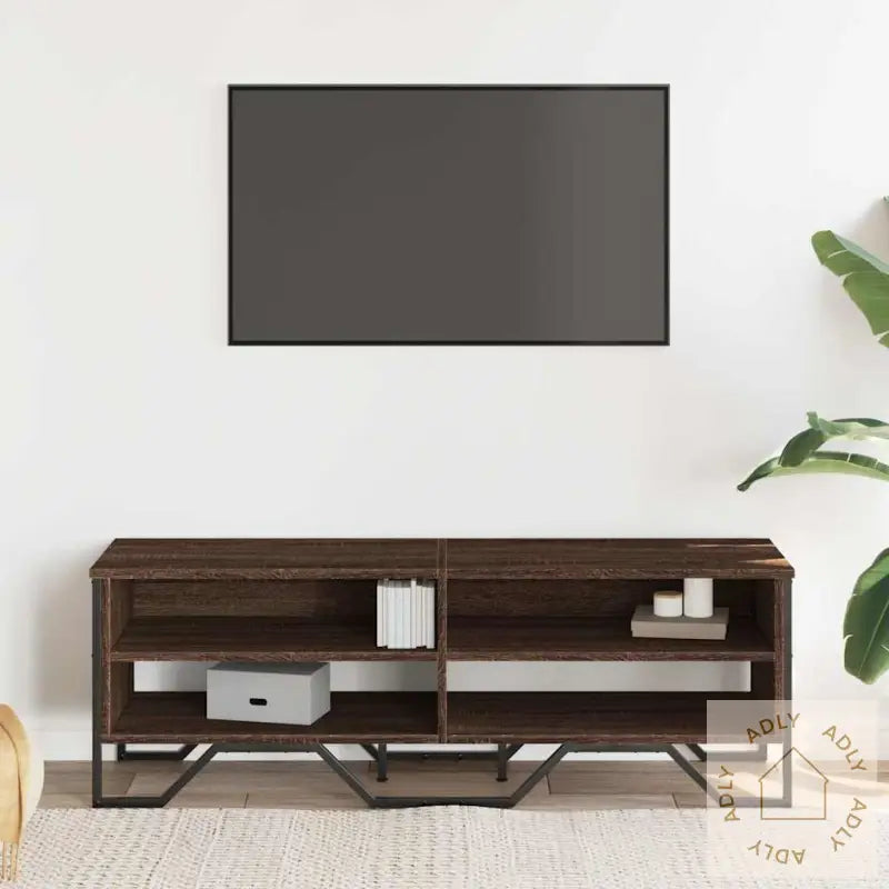 Tv-Benk Brun Eik 122X34X41 Cm Konstruert Tre