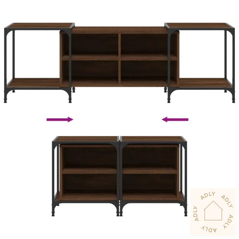 Tv-Benk Brun Eik 153X37X50 Cm Konstruert Tre