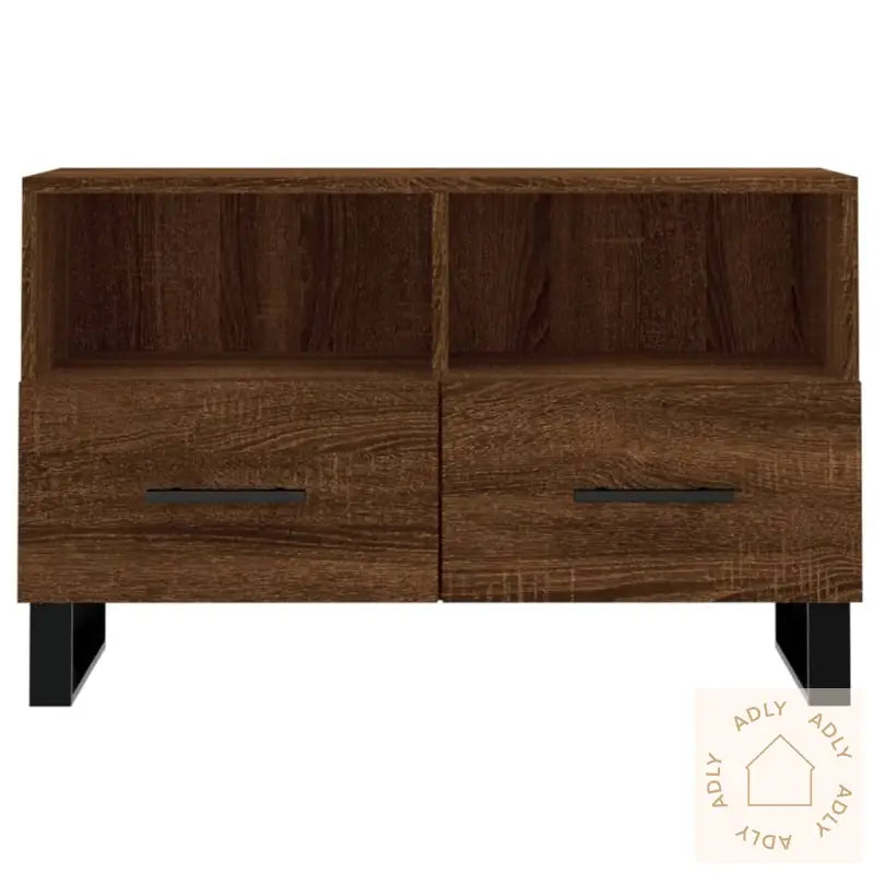 Tv-Benk Brun Eik 80X36X50 Cm Konstruert Tre