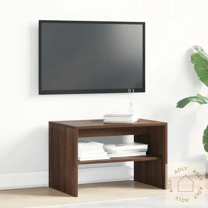 Tv-Benk Brun Eik 60X40X40 Cm Konstruert Tre