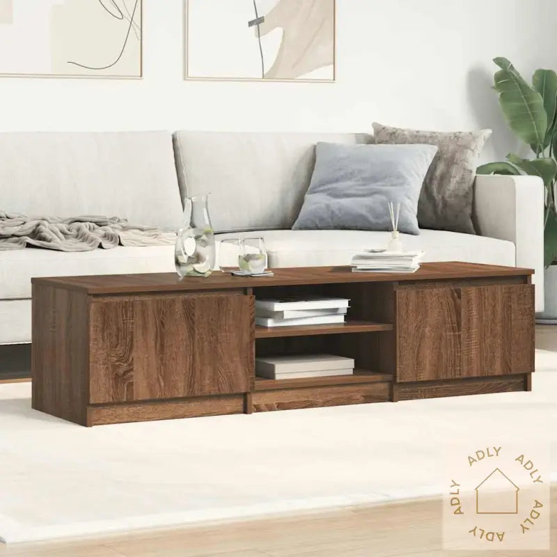 Tv-Benk Brun Eik 140X40X35,5 Cm Konstruert Tre