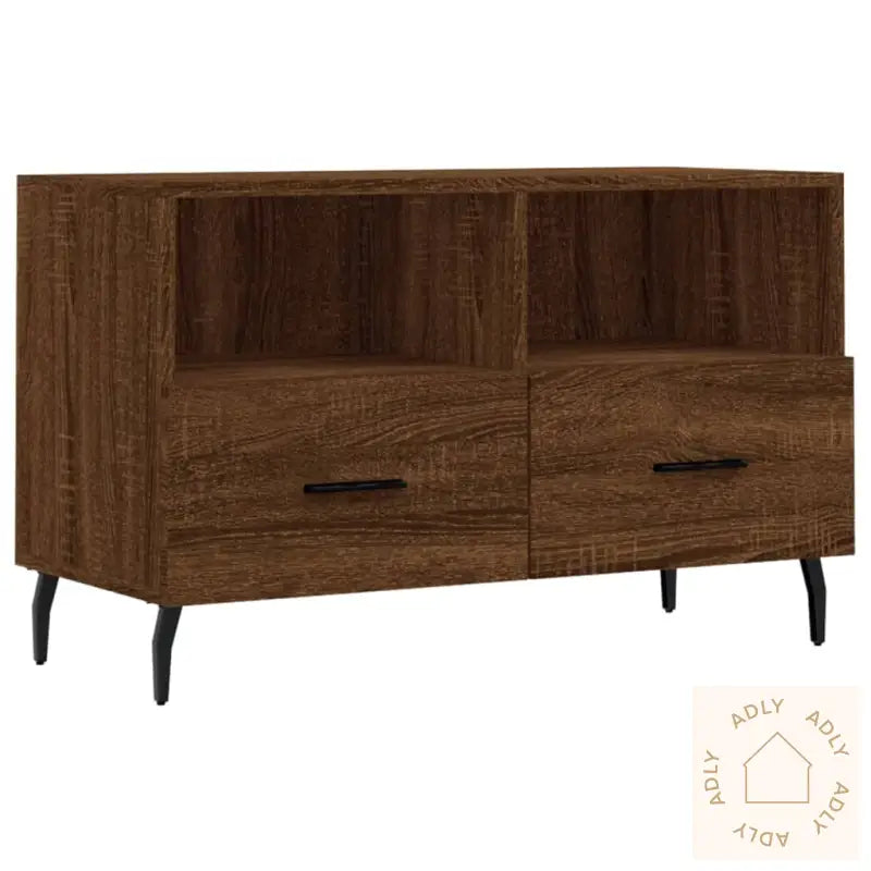 Tv-Benk Brun Eik 80X36X50 Cm Konstruert Tre