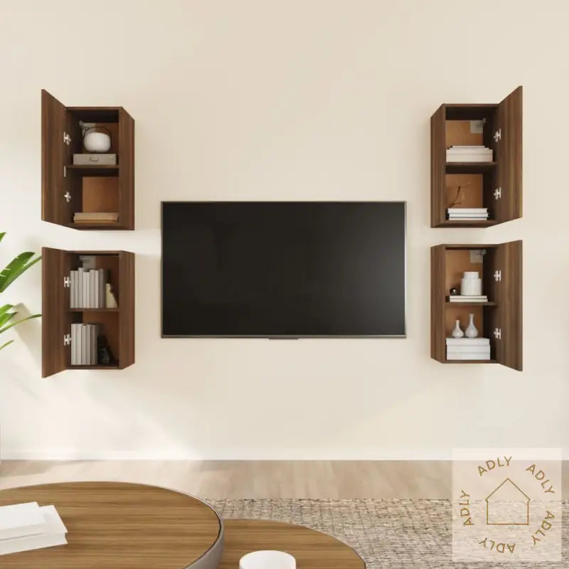 Tv-Benker 4 Stk Brun Eik 30,5X30X60 Cm Konstruert Tre