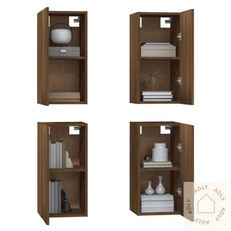 Tv-Benker 4 Stk Brun Eik 30,5X30X60 Cm Konstruert Tre