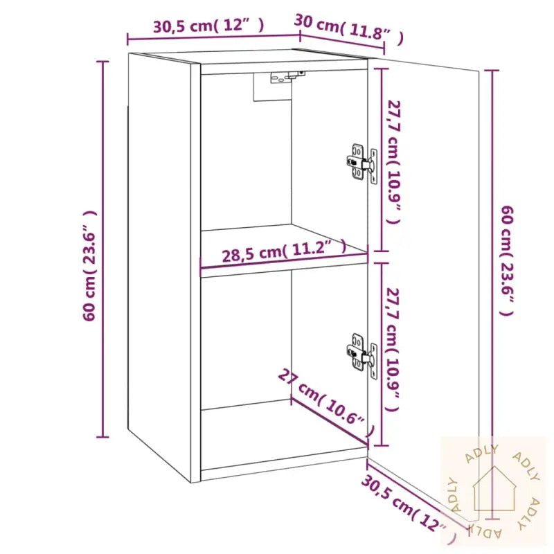 Tv-Benker 4 Stk Brun Eik 30,5X30X60 Cm Konstruert Tre