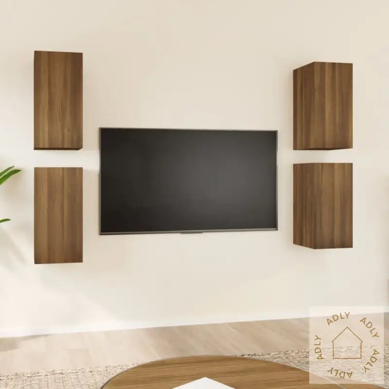 Tv-Benker 4 Stk Brun Eik 30,5X30X60 Cm Konstruert Tre