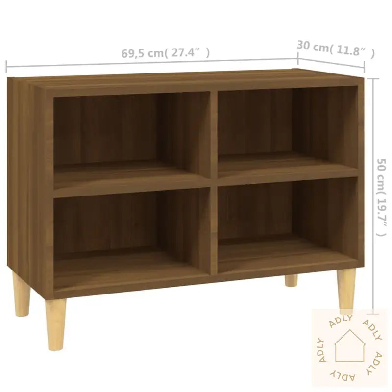 Tv-Benk Med Ben I Heltre Brun Eik 69,5X30X50 Cm