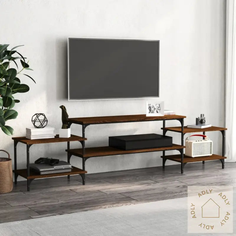 Tv-Benk Brun Eik 197X35X52 Cm Konstruert Tre