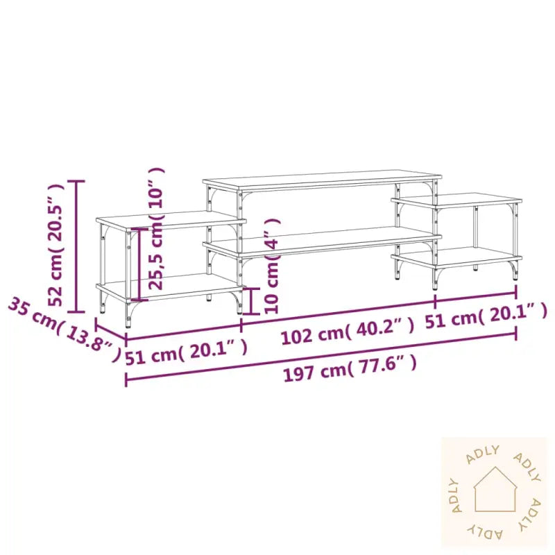 Tv-Benk Brun Eik 197X35X52 Cm Konstruert Tre