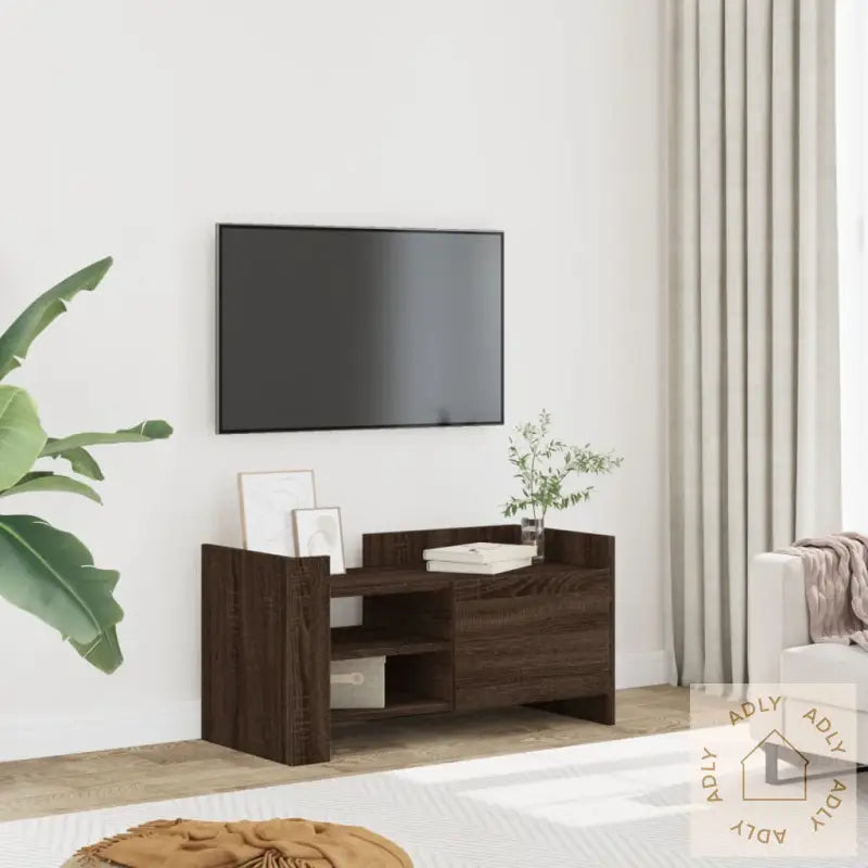 Tv-Benk Brun Eik 80X35X40 Cm Konstruert Tre
