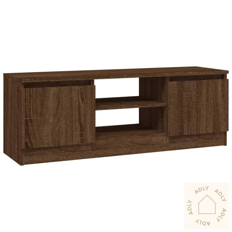 Tv-Benk Med Dør Brun Eik 102X30X36 Cm