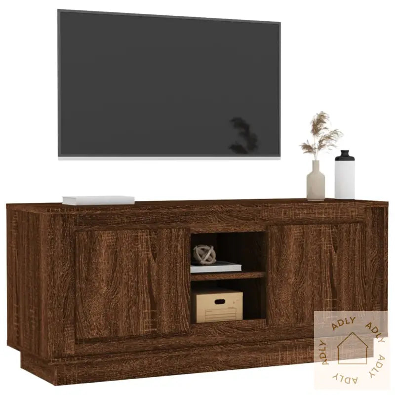 Tv-Benk Brun Eik 102X35X45 Cm Konstruert Tre