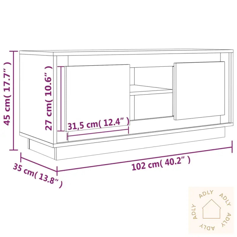 Tv-Benk Brun Eik 102X35X45 Cm Konstruert Tre