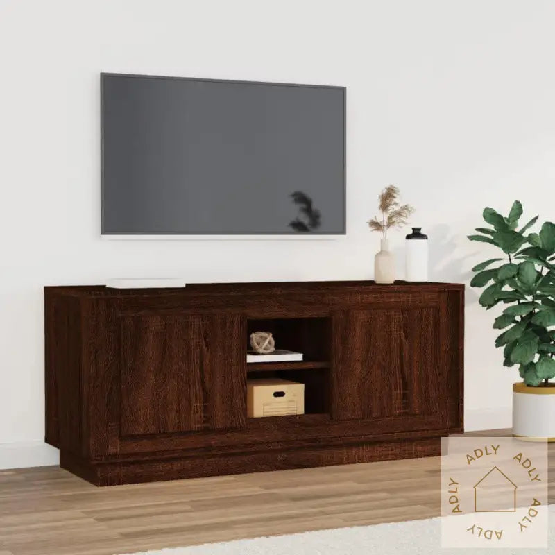 Tv-Benk Brun Eik 102X35X45 Cm Konstruert Tre