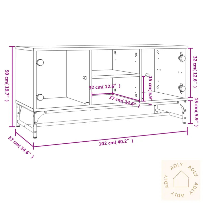 Tv-Benk Med Dør Brun Eik 102X37X50 Cm