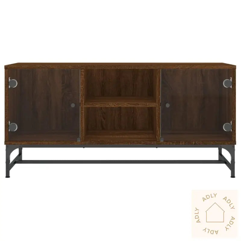 Tv-Benk Med Dør Brun Eik 102X37X50 Cm