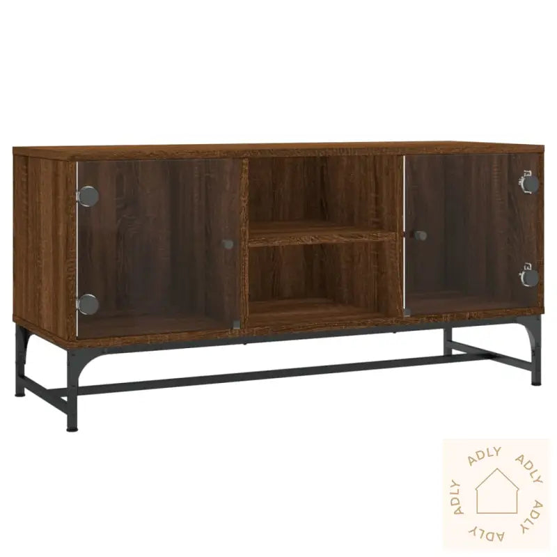 Tv-Benk Med Dør Brun Eik 102X37X50 Cm