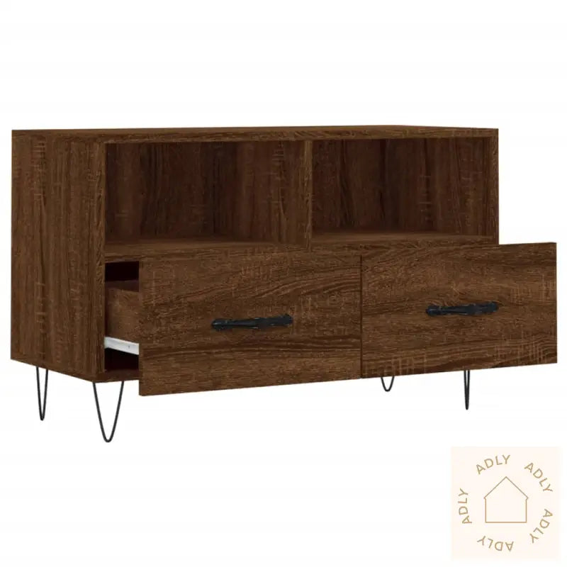 Tv-Benk Brun Eik 80X36X50 Cm Konstruert Tre