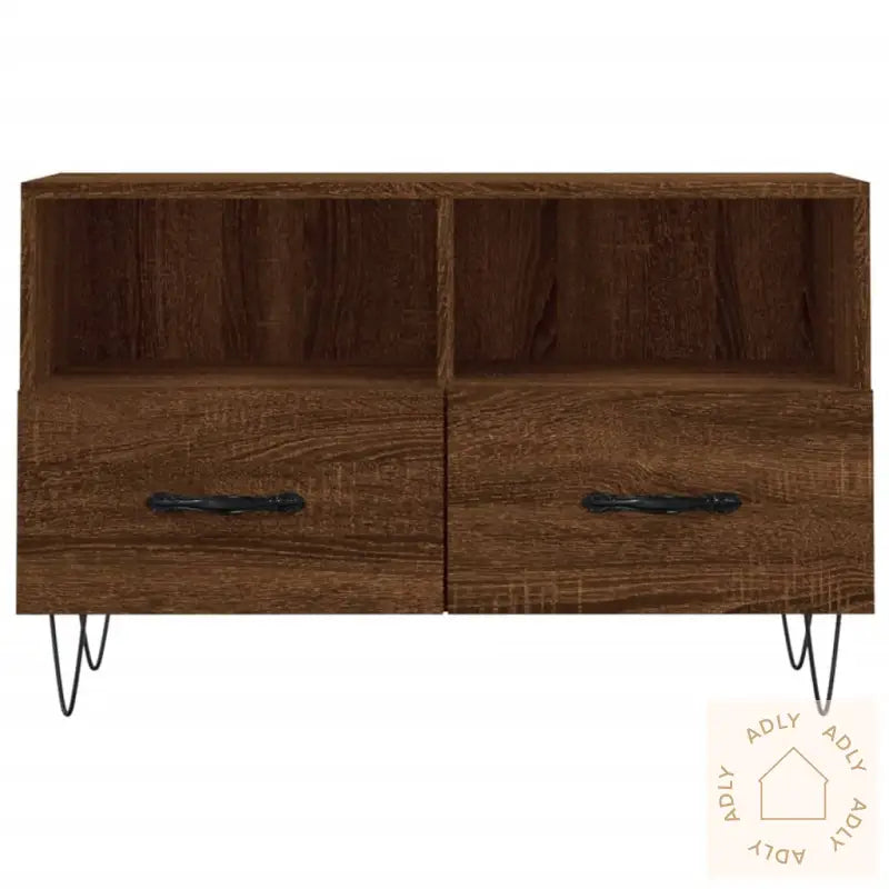 Tv-Benk Brun Eik 80X36X50 Cm Konstruert Tre