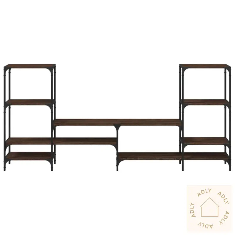 Tv-Benk Brun Eik 206,5X28,5X95 Cm Konstruert Tre