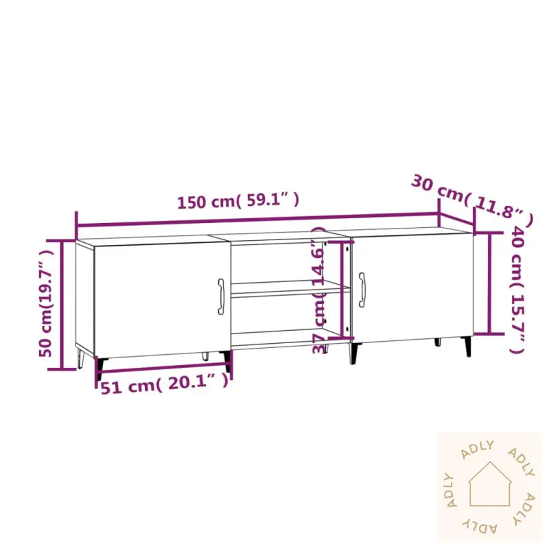 Tv-Benk Brun Eik 150X30X50 Cm Konstruert Tre
