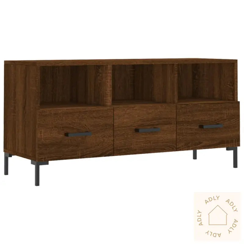 Tv-Benk Brun Eik 102X36X50 Cm Konstruert Tre