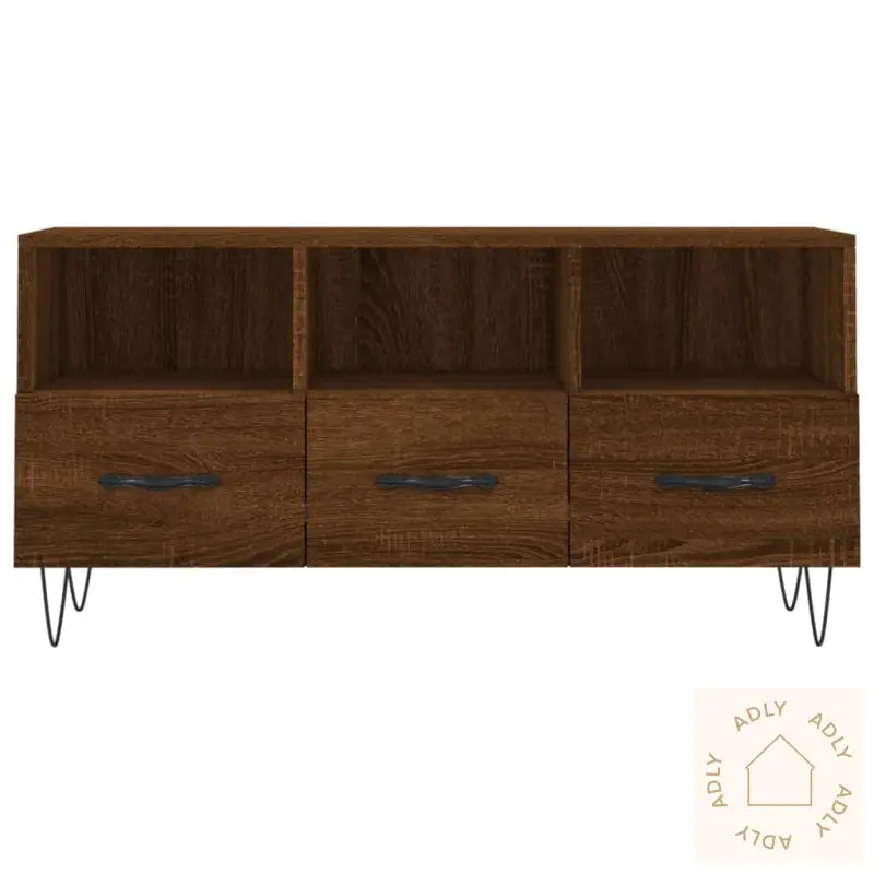 Tv-Benk Brun Eik 102X36X50 Cm Konstruert Tre