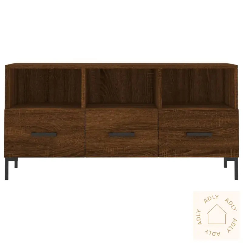 Tv-Benk Brun Eik 102X36X50 Cm Konstruert Tre