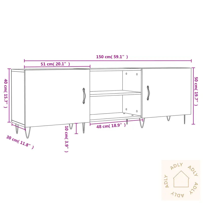 Tv-Benk Brun Eik 150X30X50 Cm Konstruert Tre