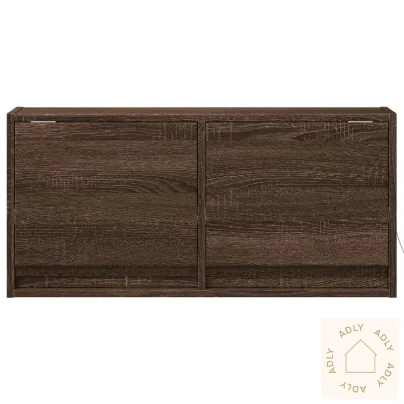 Vegghengt Tv-Benk Med Led Brun Eik 80X31X35 Cm