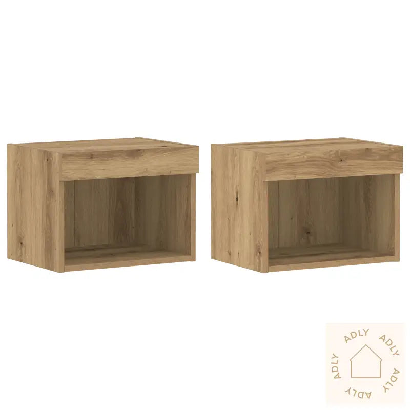 Veggskap Med Led-Lamper 2 Stk Artisan Eik 40X30X30 Cm