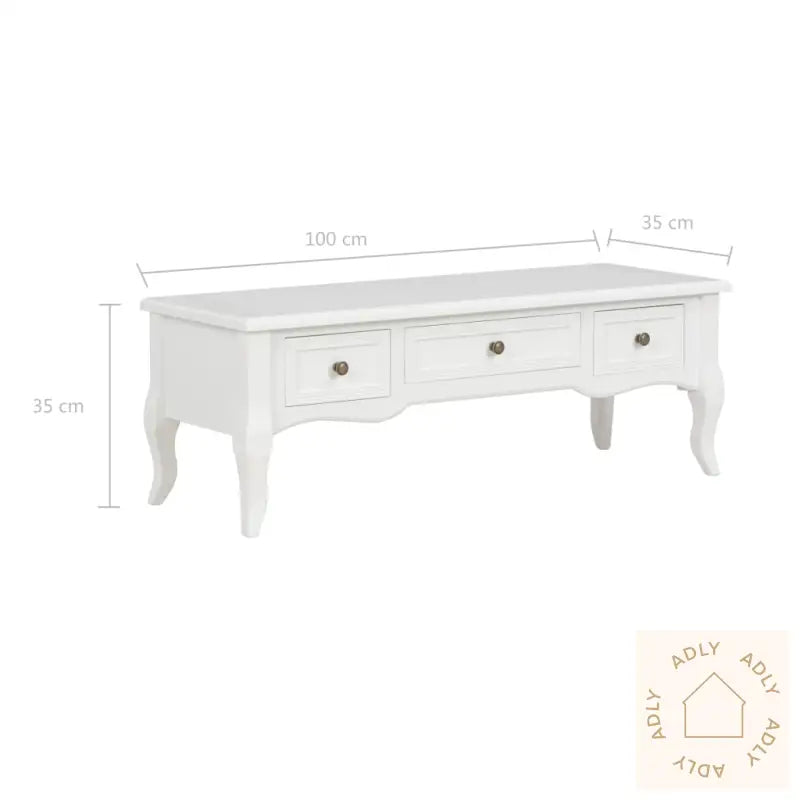 Tv-Benk Hvit 100X35X35 Cm Tre