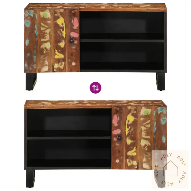 Tv-Benk 80X33X46 Cm Gjenvunnet Heltre Og Konstruert Tre